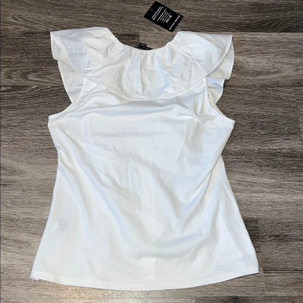 NWT Boston Proper White Ruffled Blouse with Front Zipper Small - Picture 6 of 6